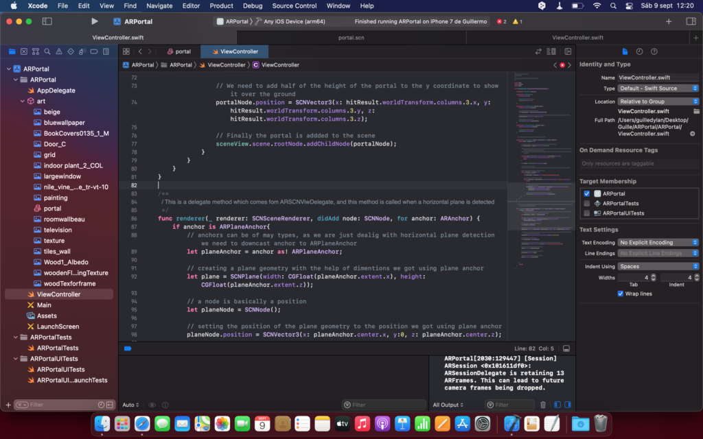 Captura de pantalla con un XCode abierto.
