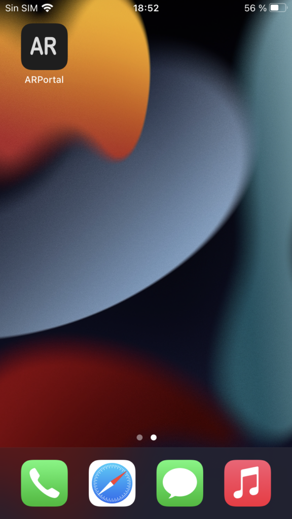 Pantalla de aplicaciones de IPhone con la app ARPortal.