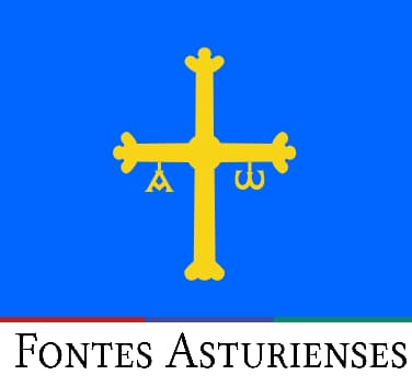 Logo de Fontes Asturienses con la bandera de Asturias y los colores de Wikibase